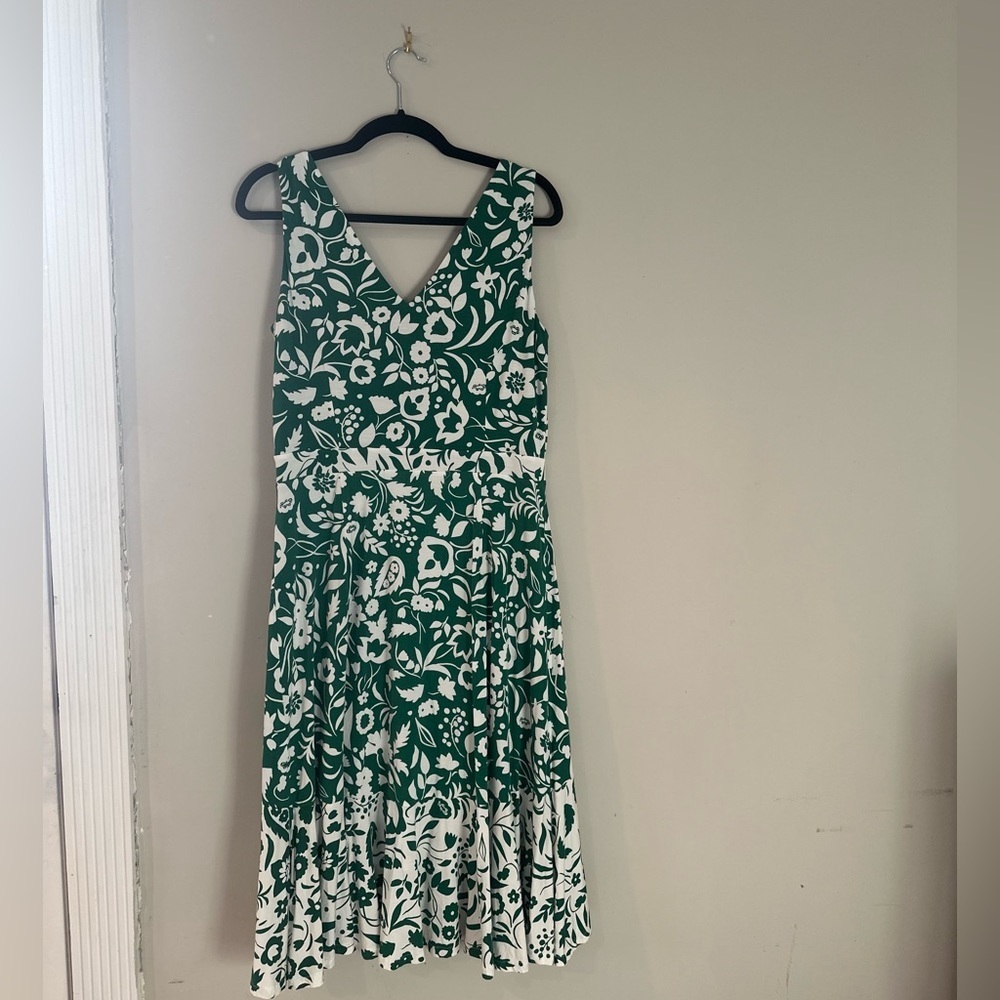 BODEN Green & White Eliza Midi Dress Sleeveless Tropical Floral sz 10P M0333 - Picture 7 of 12